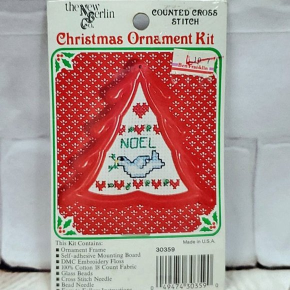 2 Vintage Counted Cross Stitch Christmas Orn Kit - Picture 2 of 6